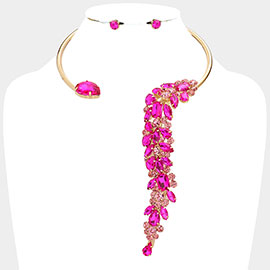 Teardrop Multi Stone Detailed Evening Choker Necklace