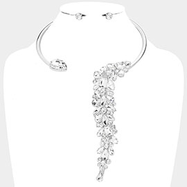 Teardrop Multi Stone Detailed Evening Choker Necklace