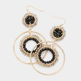 Faceted Beaded Metallic Tiered Circle Dangle Earrings