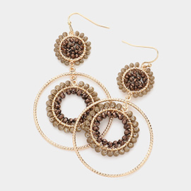 Faceted Beaded Metallic Tiered Circle Dangle Earrings