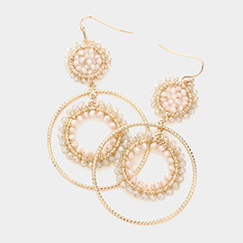 Faceted Beaded Metallic Tiered Circle Dangle Earrings