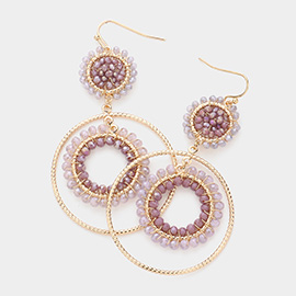 Faceted Beaded Metallic Tiered Circle Dangle Earrings
