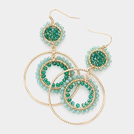 Faceted Beaded Metallic Tiered Circle Dangle Earrings