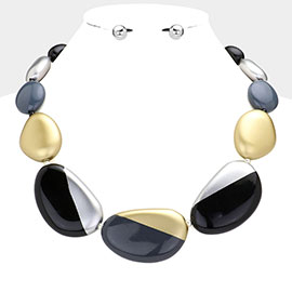 Chunky Three Tone Pebble Necklace 
