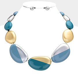 Chunky Three Tone Pebble Necklace 
