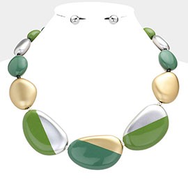 Chunky Three Tone Pebble Necklace 