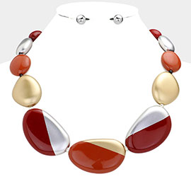 Chunky Three Tone Pebble Necklace 