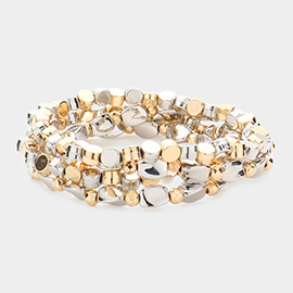 4PCS - Mixed Metal Beads Multi Layered Bracelets 