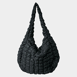 Oversized Faux Leather Quilted Puffer Shoulder / Crossbody Bag Cloud Bag