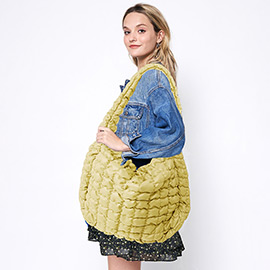 Oversized Faux Leather Quilted Puffer Shoulder / Crossbody Bag Cloud Bag