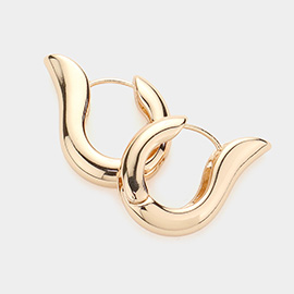 Abstract Meatal Huggie Hoop Earrings
