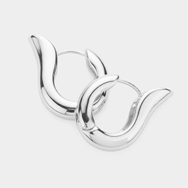 Abstract Meatal Huggie Hoop Earrings
