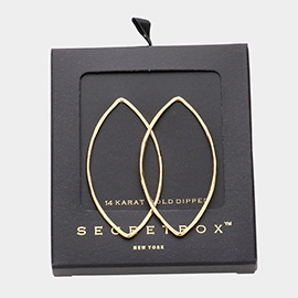 SECRET BOX_14K Gold Dipped Textured Metal Open Marquise Earrings