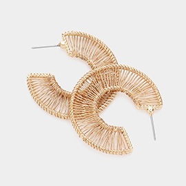Metal Wire Wrapped Flat Hoop Earrings