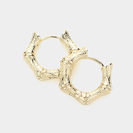 Metal Bamboo Huggie Hoop Earrings