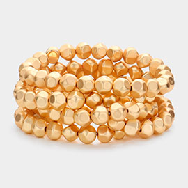5PCS - Matt Irregular Beaded Stretch Multi Layered Bracelets