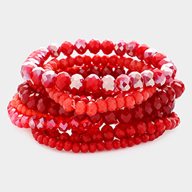5PCS - Multi Strand Wood Beaded Stretch Bracelets