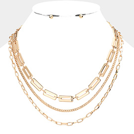 3PCS - Layered Metal Paperclip Necklaces