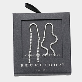 SECRET BOX_Sterling Silver Dipped CZ Stone Dropdown Earrings