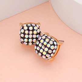 Stone Embellished Square Stud Earrings