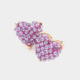 Stone Embellished Heart Stud Earrings
