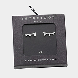 SECRET BOX_Sterling Silver Dipped CZ Stone Paved Stud Earrings