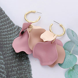 Metal Hoop Petal Link Dangle Earrings