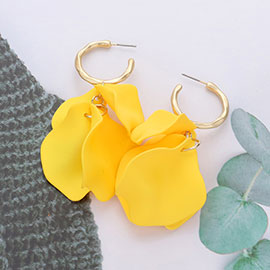 Metal Hoop Petal Link Dangle Earrings