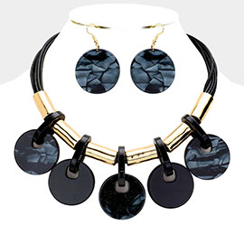 Resin Disc Station Statement Necklace