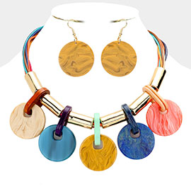 Resin Disc Station Statement Necklace