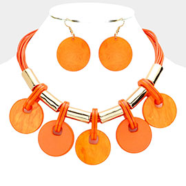 Resin Disc Station Statement Necklace