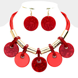 Resin Disc Station Statement Necklace