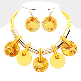 Resin Disc Station Statement Necklace