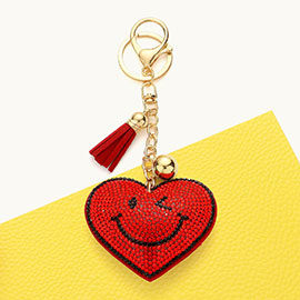 Bling Smiley Heart Keychain