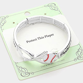 Protect This Player Message Baseball Sport Theme Stretch Bracelet