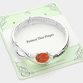 Protect This Player Message Basketball Sport Theme Stretch Bracelet