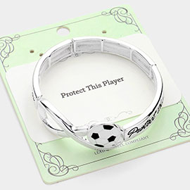 Protect This Player Message Soccer Sport Theme Stretch Bracelet
