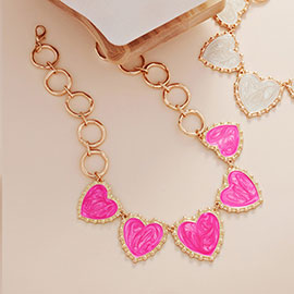 Resin Heart Station Necklace