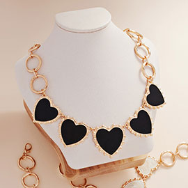 Resin Heart Station Necklace