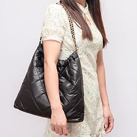 Padded Adjustable Metal Strap Shoulder Bag