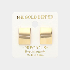 14K Gold Dipped Rectangular Metal Plate Earrings