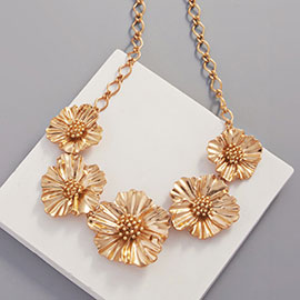 Metal Flower Link Necklace