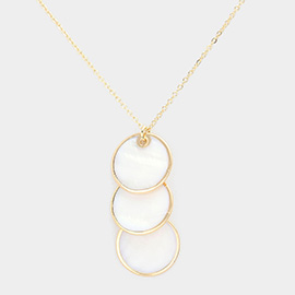 Mother Of Pearl Triple Disc Pendant Necklace