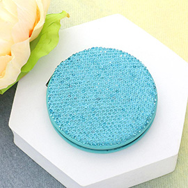 Bling Studded Round Compact Mirror