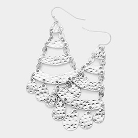 Textured Metal Chandelier Dangle Earrings