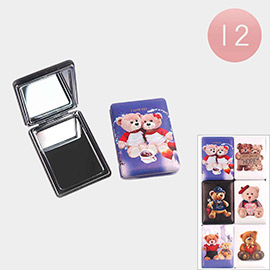 2PCS - Teddy Bear Printed Cosmetic Mirrors