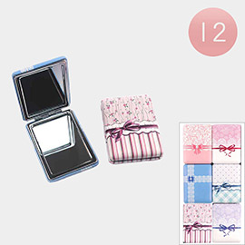 12PCS - Ribbon Gifting Printed Cosmetic Mirrors
