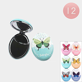 12PCS - Butterfly Printed Compact Mirrors