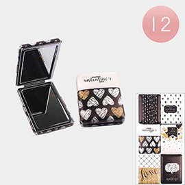 12PCS - Happy Valentine Day Heart Love Printed Cosmetic Mirrors