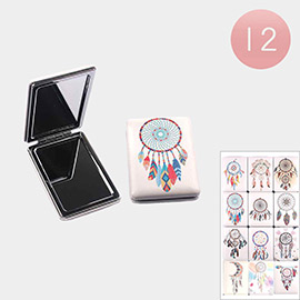 12PCS - Dreamcatcher Printed Cosmetic Mirrors